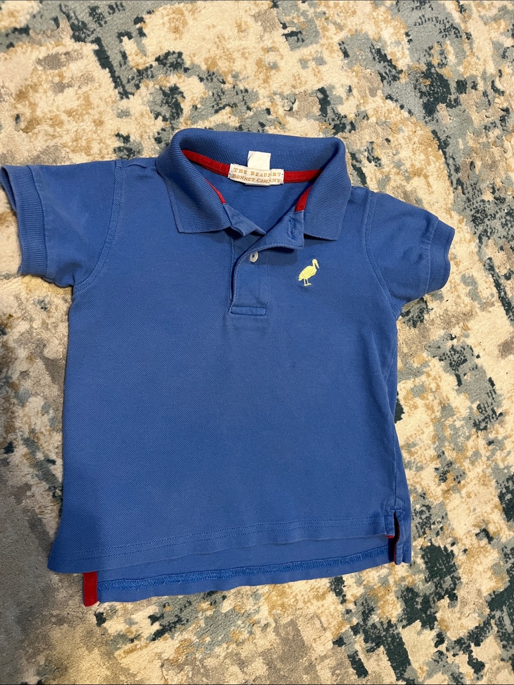 The Beaufort Bonnet Company Royal Blue Polo with Yellow Flamingo Boys 2T